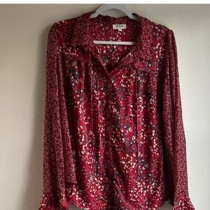 Umgee Red Floral Button-Up Blouse